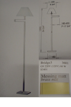 Neuhaus Design Stehleuchte BRIDGE 1390mm Messing-matt (ohne Schirm)
